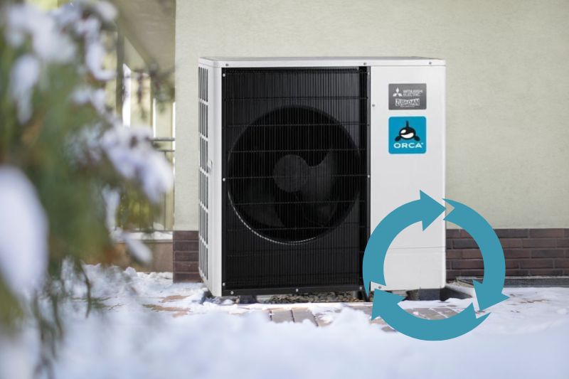 Toplotna črpalka zrak–voda, ki iz zunanjega zraka pridobiva toploto za ogrevanje objekta